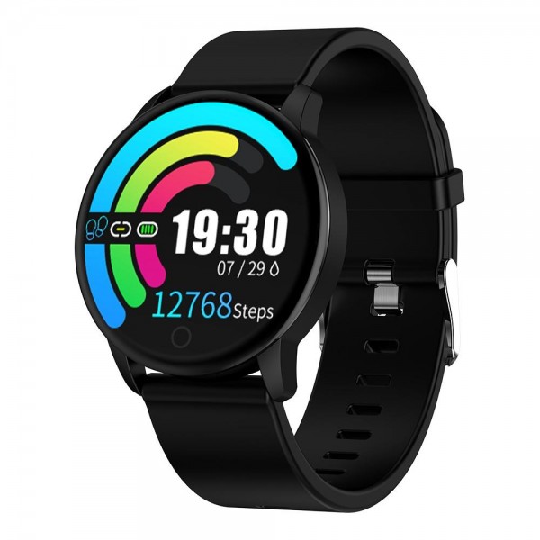 Smartwatch Q20 z aluminiową kopertą oraz paskiem sportowym