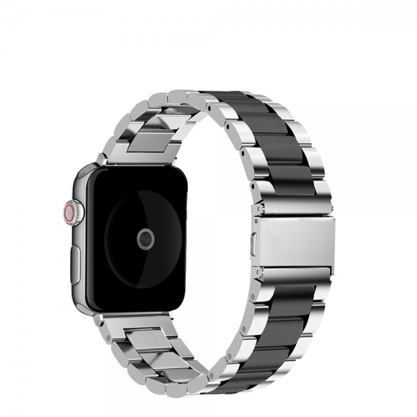 Opaska stalowa StrapBand do Apple Watch Series 1/2/3/4/5 42/44mm w kolorze srebrno-czarnym