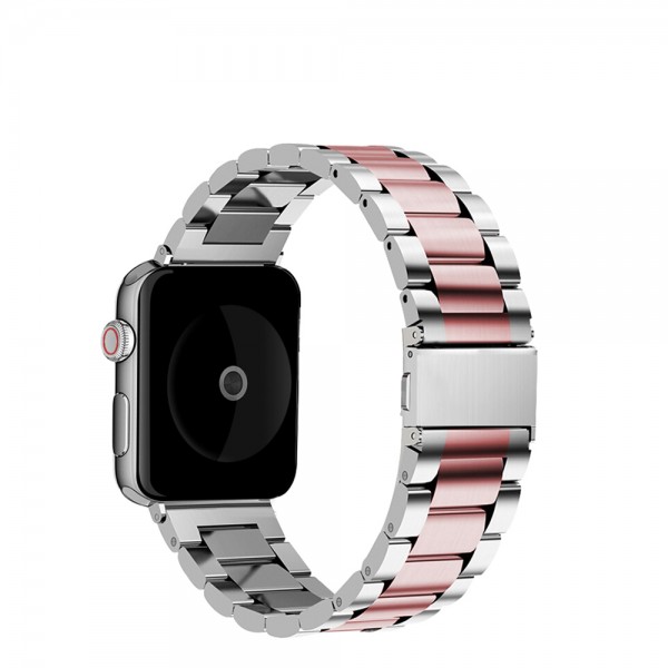 Opaska stalowa StrapBand do Apple Watch Series 1/2/3/4/5 42/44mm w kolorze srebrno-różowym