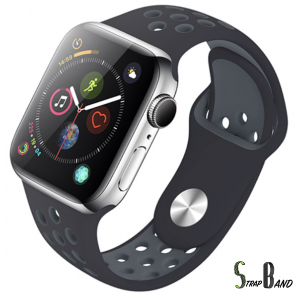 Opaska sportowa StrapBand do Apple Watch Series 1/2/3/4/5 42/44mm w kolorze czarno-szarym