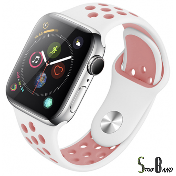 Opaska sportowa StrapBand do Apple Watch Series 1/2/3/4/5 38/40mm w kolorze biało-różowym