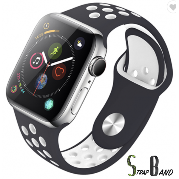 Opaska sportowa StrapBand do Apple Watch Series 1/2/3/4/5 42/44mm w kolorze czarno-białym