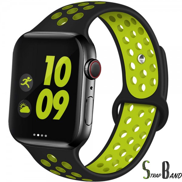 Opaska sportowa StrapBand do Apple Watch Series 1/2/3/4/5 38/40mm w kolorze czarno-zielonym
