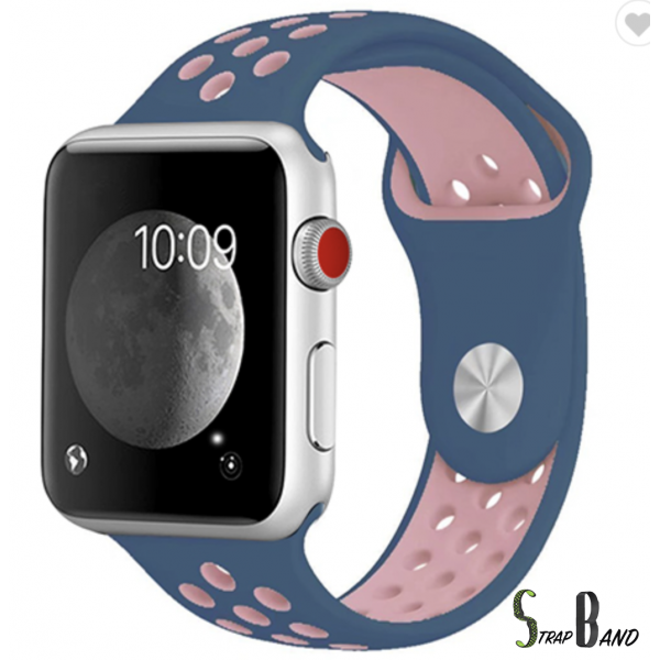 Opaska sportowa StrapBand do Apple Watch Series 1/2/3/4/5 42/44mm w kolorze granatowo-różowym